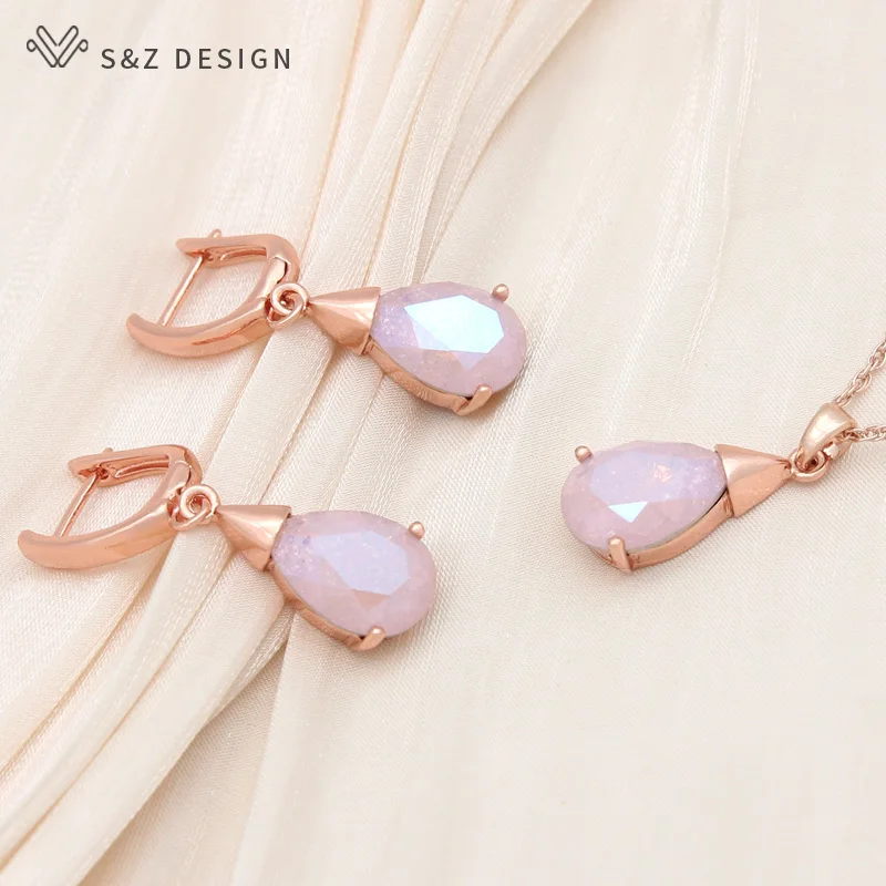 S&Z DESIGN New Elegant Water Drop Crystal Dangle Earrings Jewelry Sets For Women Personality Party Pendant Necklace
S&Z DESIGN New Elegant Water Drop Crystal Dangle Earrings Jewelry Sets For Women Personality Party Pendant Necklace
