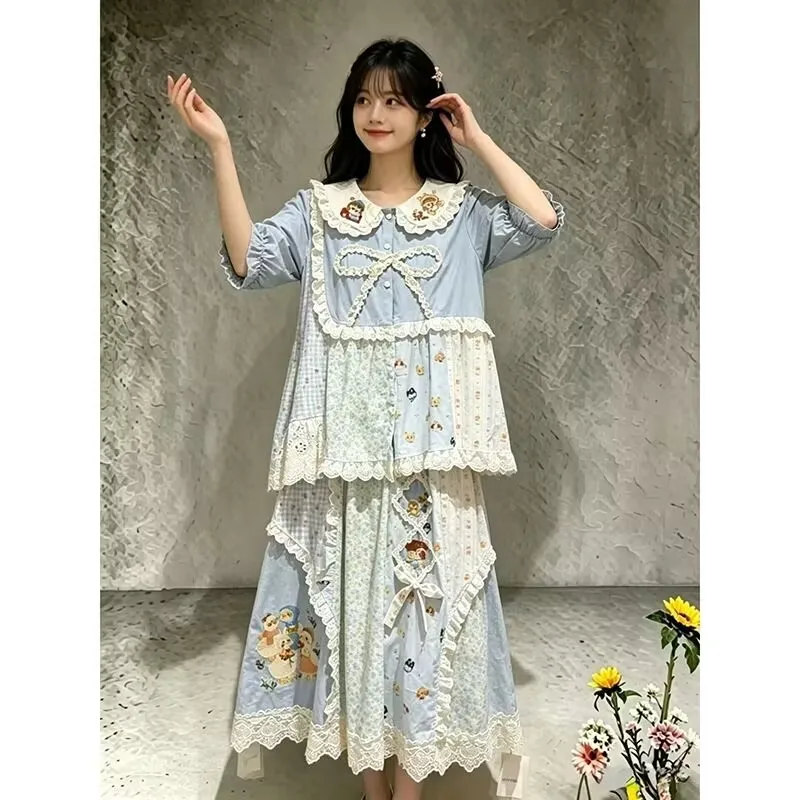 Sweet Girl Short Sleeve Loose Floral Shirt Spring Summer Cute Girl Elastic Waist Age Reducing Lolita Skirts
Sweet Girl Short Sleeve Loose Floral Shirt Spring Summer Cute Girl Elastic Waist Age Reducing Lolita Skirts