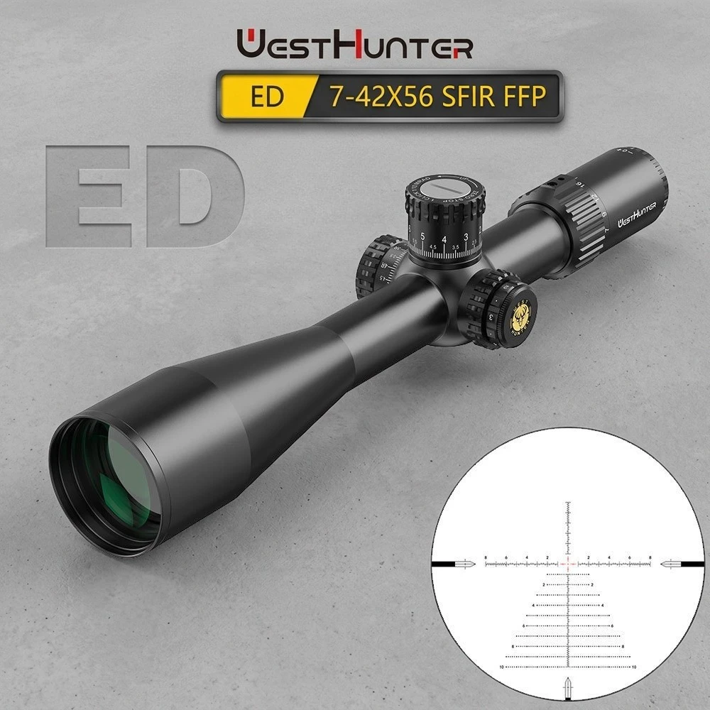 WestHunter ED 4.5-27X56 / 7-42X56 SFIR FFP 34mm Tube Riflescope First Focal Plane Illumination Reticle Zero Stop Optical Sights
WestHunter ED 4.5-27X56 / 7-42X56 SFIR FFP 34mm Tube Riflescope First Focal Plane Illumination Reticle Zero Stop Optical Sights