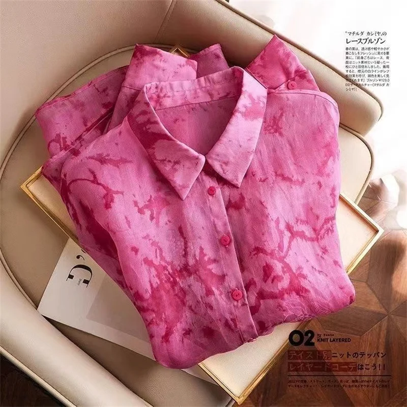 Spring Pink Floral Print Chiffon Blouse Women Turn Down Collar Long Sleeve Top Single Breasted Elegant Shirts
Spring Pink Floral Print Chiffon Blouse Women Turn Down Collar Long Sleeve Top Single Breasted Elegant Shirts