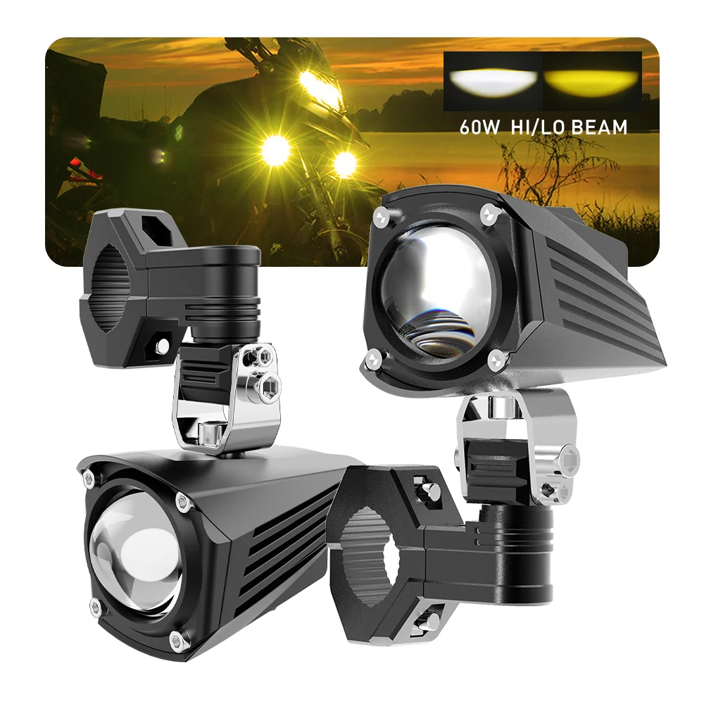 60W High Low Beam White Yellow Fog Lights Motorcycle Headlight Auxiliary Mini Driving Light Dual Color For BMW Motorbike
60W High Low Beam White Yellow Fog Lights Motorcycle Headlight Auxiliary Mini Driving Light Dual Color For BMW Motorbike