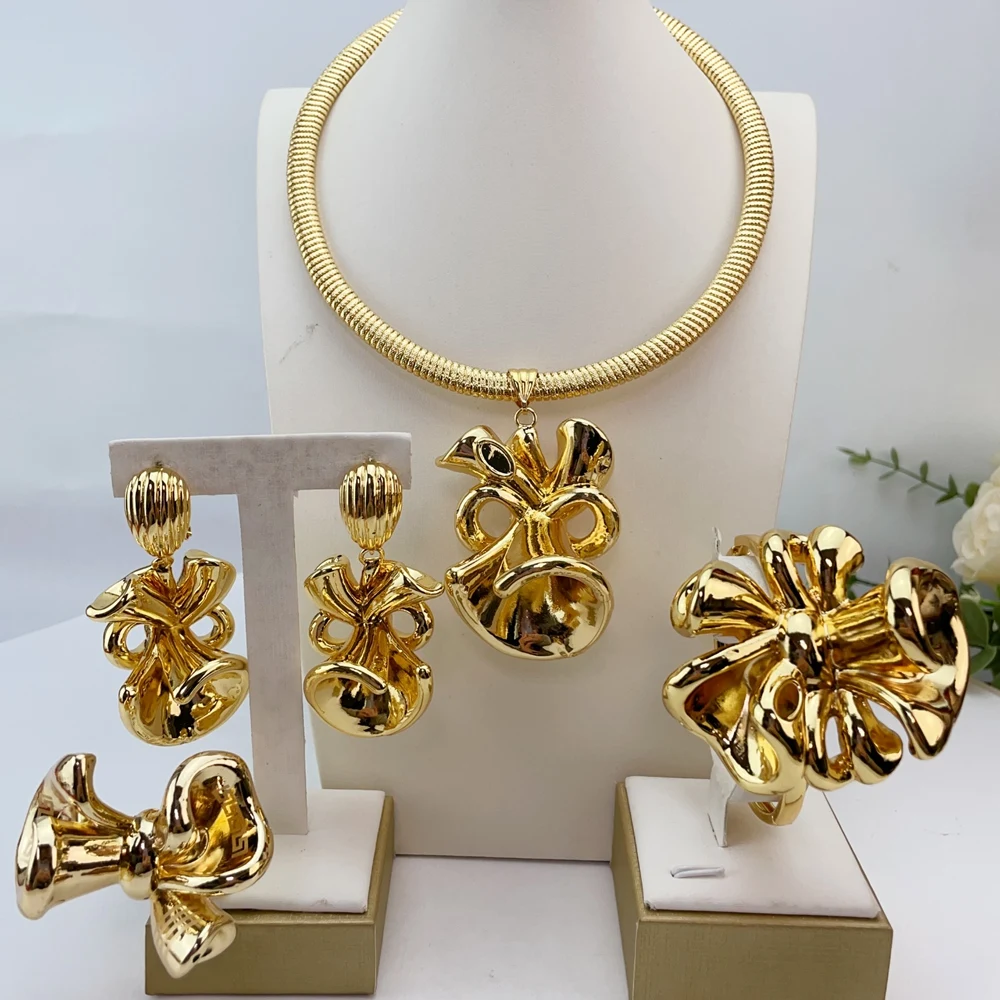 Fashion Trendy Women Jewelry Set Gold-Plated Beads Necklace Earrings Bracelet Ring Sets Girls Birthday Gifts FHK28527
Fashion Trendy Women Jewelry Set Gold-Plated Beads Necklace Earrings Bracelet Ring Sets Girls Birthday Gifts FHK28527