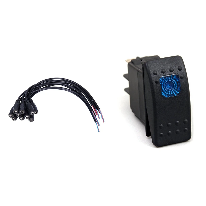 10Pcs 12V DC Power Plug Female Jack Plug Connector Cable & 1 Pcs 12V 20 Amp Blue LED On/Off SPST 3P Rocker Switch
10Pcs 12V DC Power Plug Female Jack Plug Connector Cable & 1 Pcs 12V 20 Amp Blue LED On/Off SPST 3P Rocker Switch