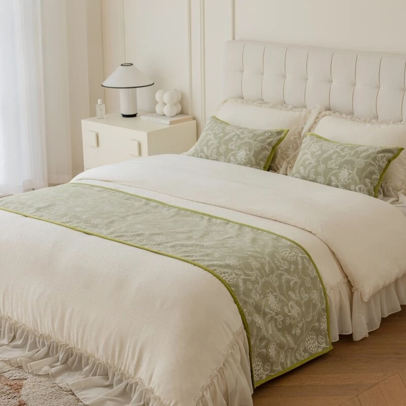 Luxury Vintage Chenille Bed Runner Sage Green Floral Jacquard Soft Bed Scarf High Quality Texture Bedend Towel and Pillow Cover
Luxury Vintage Chenille Bed Runner Sage Green Floral Jacquard Soft Bed Scarf High Quality Texture Bedend Towel and Pillow Cover