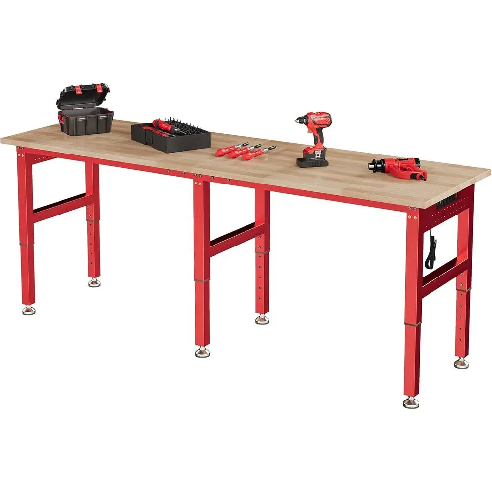 84" Red Adjustable Heavy Duty Workbench with 4 AC Outlet and 2 USB Ports Power Outlets, 6000 Lbs acity, Rubber Wood Top or Garag
84" Red Adjustable Heavy Duty Workbench with 4 AC Outlet and 2 USB Ports Power Outlets, 6000 Lbs acity, Rubber Wood Top or Garag