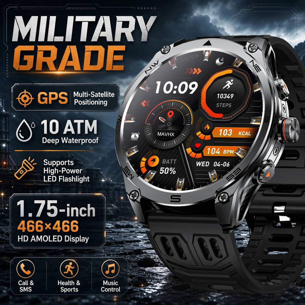 Men Military Grade GPS SmartWatch 1000mAh Battery Satellite Positioning Outdoor Sports Modes Bluetooth Call LED Flashlight Watch
Men Military Grade GPS SmartWatch 1000mAh Battery Satellite Positioning Outdoor Sports Modes Bluetooth Call LED Flashlight Watch