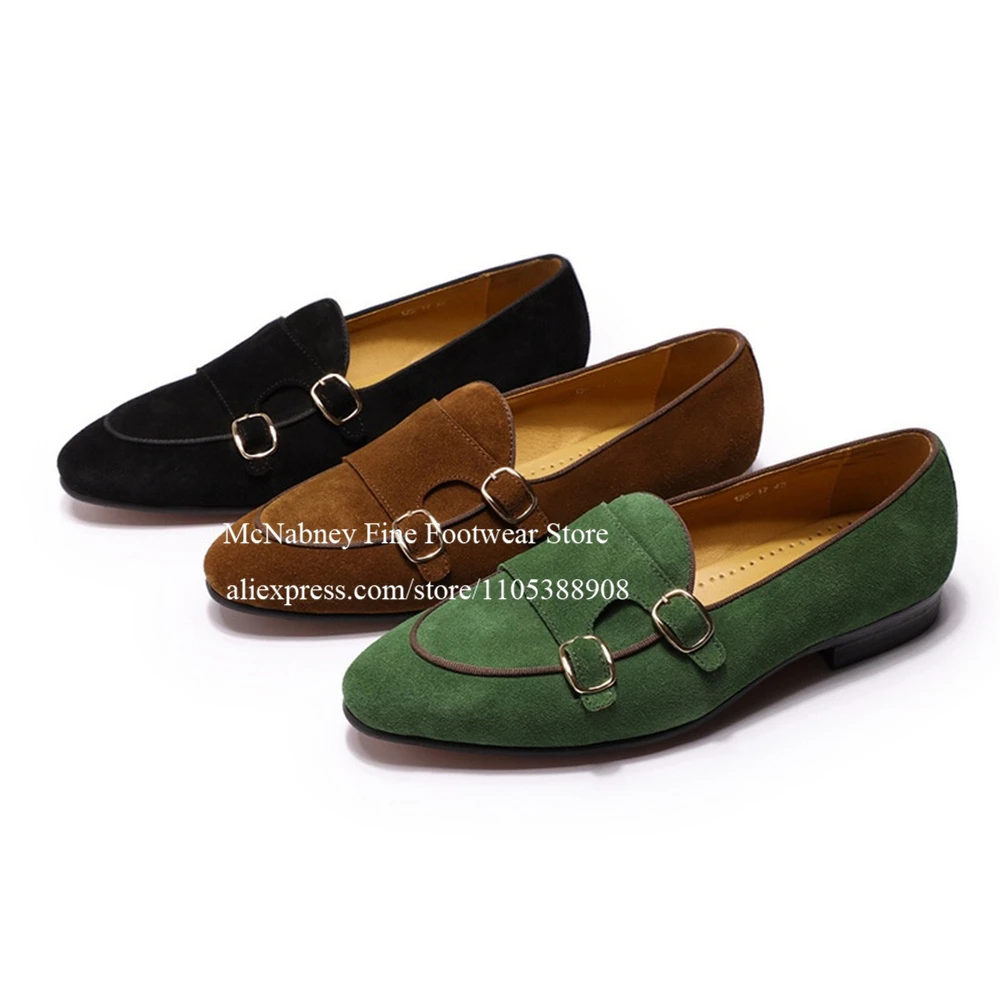 Green Suede Double Monk Strap Round Toe Loafers Men Formal Shoes Metal Buckle Decor Slip on Dress Shoes Daily Business Wedding
Green Suede Double Monk Strap Round Toe Loafers Men Formal Shoes Metal Buckle Decor Slip on Dress Shoes Daily Business Wedding