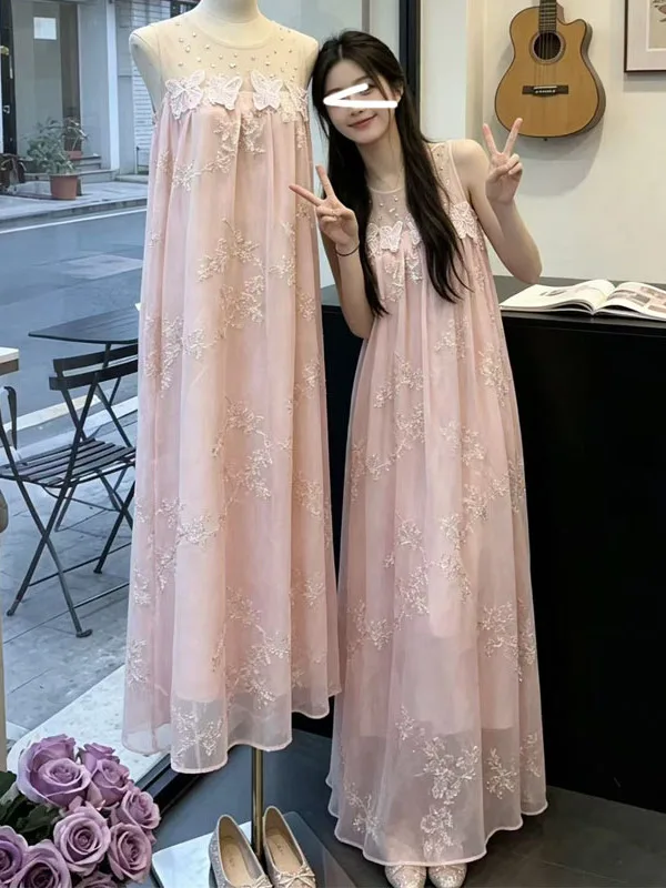 Romantic Style Elegant Pink Heavy Rhinestone Sleeveless Long Dress Women's Princesse Style Beautiful Dress French Style Embro...
Romantic Style Elegant Pink Heavy Rhinestone Sleeveless Long Dress Women's Princesse Style Beautiful Dress French Style Embro...
