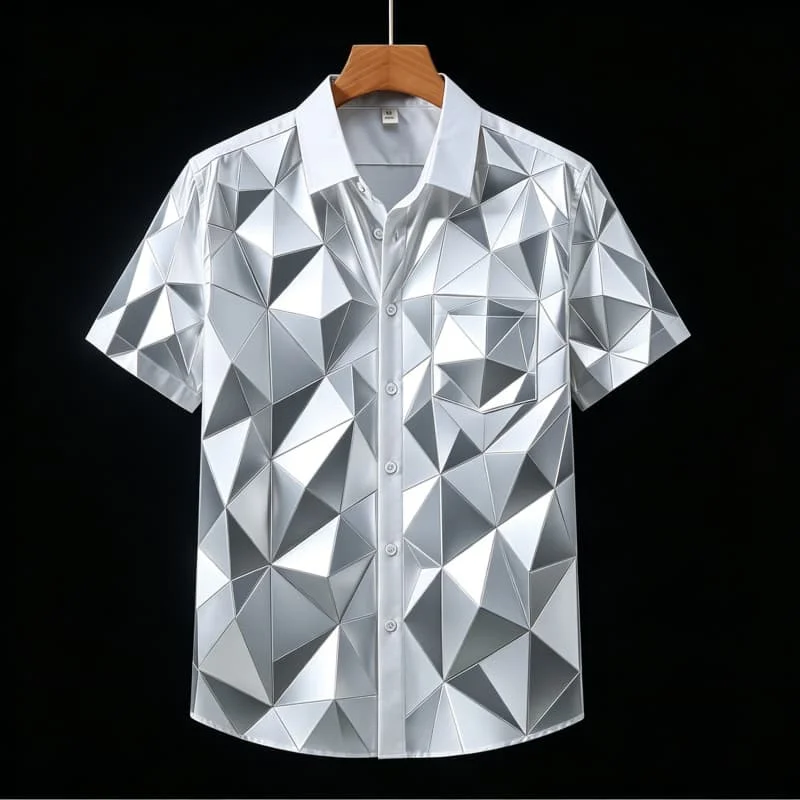 Geometric Technology Style shirt, men's Short Sleeved Shirt With pockets, Suitable For Daily Wear And Cool 3D Geometric Style
Geometric Technology Style shirt, men's Short Sleeved Shirt With pockets, Suitable For Daily Wear And Cool 3D Geometric Style