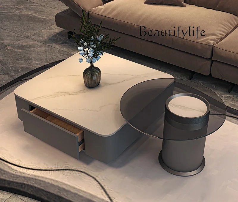 New designer rock slab square coffee table living room household Italian light luxury modern simple small apartment
New designer rock slab square coffee table living room household Italian light luxury modern simple small apartment