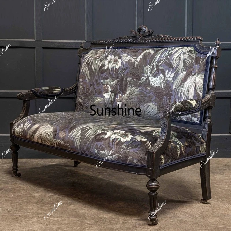 French retro solid wood sofa villa living room double printed carved sofa
French retro solid wood sofa villa living room double printed carved sofa