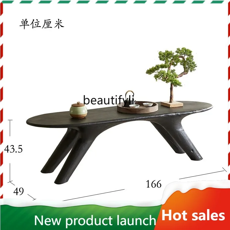 F56 Wabi-Sabi Style Solid Wood Large Coffee Table Natural Wood Furniture Black Coffee Table for Homestays and Hotels Sofa Side T 
F56 Wabi-Sabi Style Solid Wood Large Coffee Table Natural Wood Furniture Black Coffee Table for Homestays and Hotels Sofa Side T
