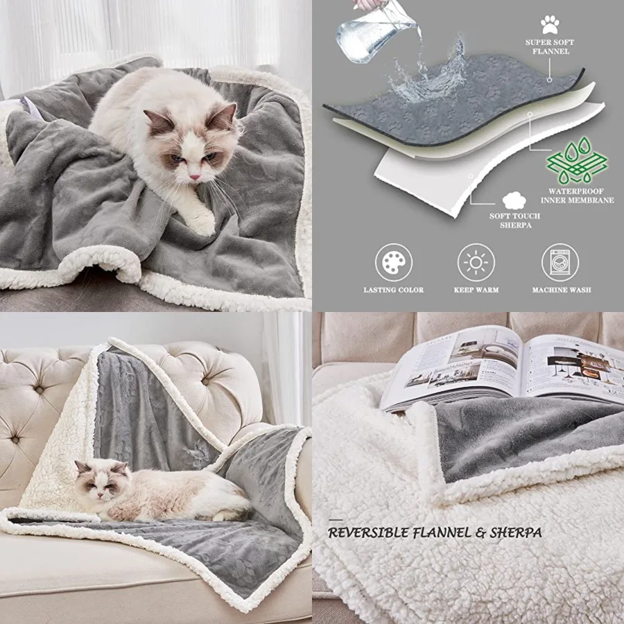 1 Pack 4 Dog Blankets for Small Dogs - 4 pcs Waterproof Dog Blanket Washable - Soft Sherpa Fleece Puppy Blanket for Kitten Dogg
1 Pack 4 Dog Blankets for Small Dogs - 4 pcs Waterproof Dog Blanket Washable - Soft Sherpa Fleece Puppy Blanket for Kitten Dogg