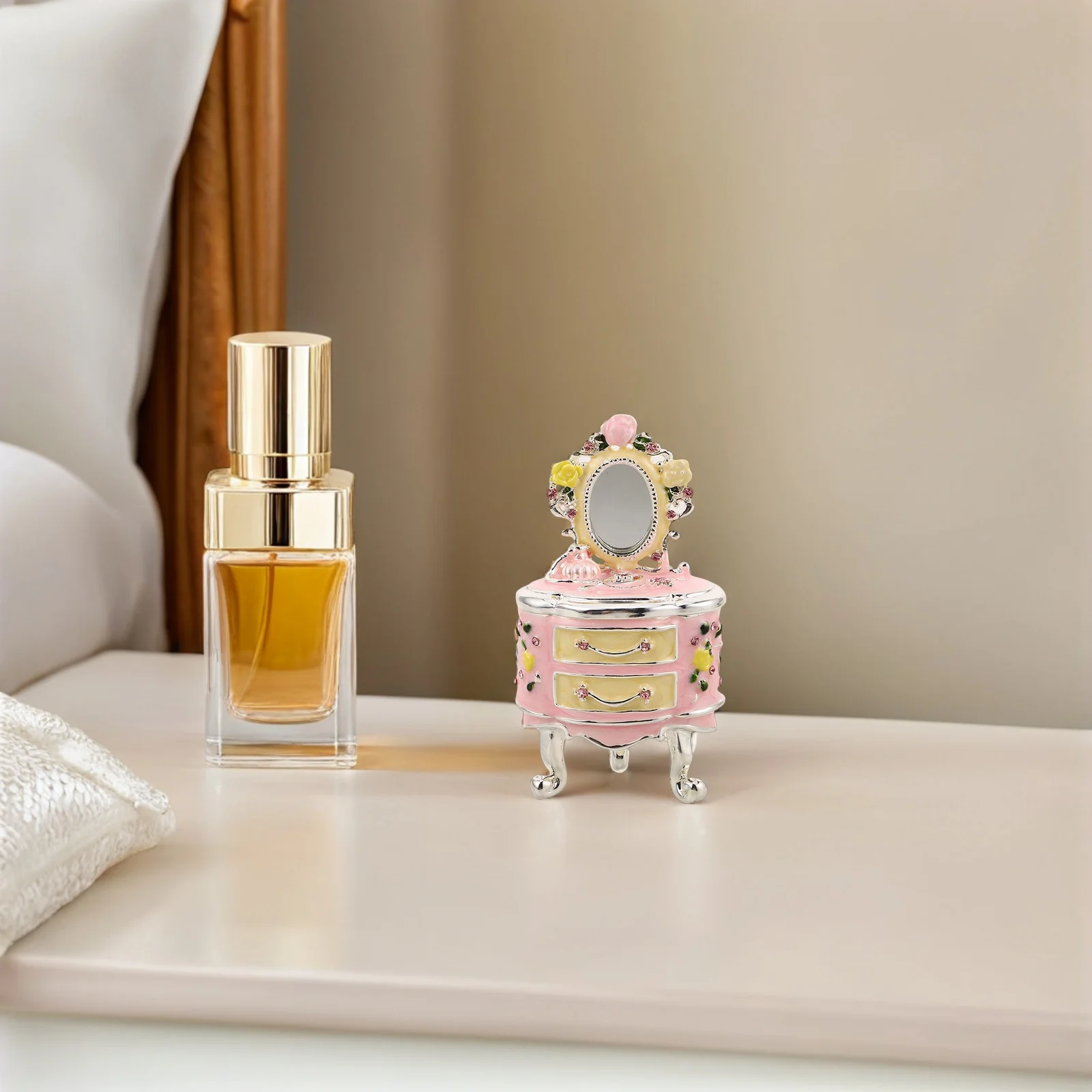 Enamel Jewelry Box Dressing Table Storage Luxury Treasure Chest Ornate Keepsake Ring Case with Mirror
Enamel Jewelry Box Dressing Table Storage Luxury Treasure Chest Ornate Keepsake Ring Case with Mirror