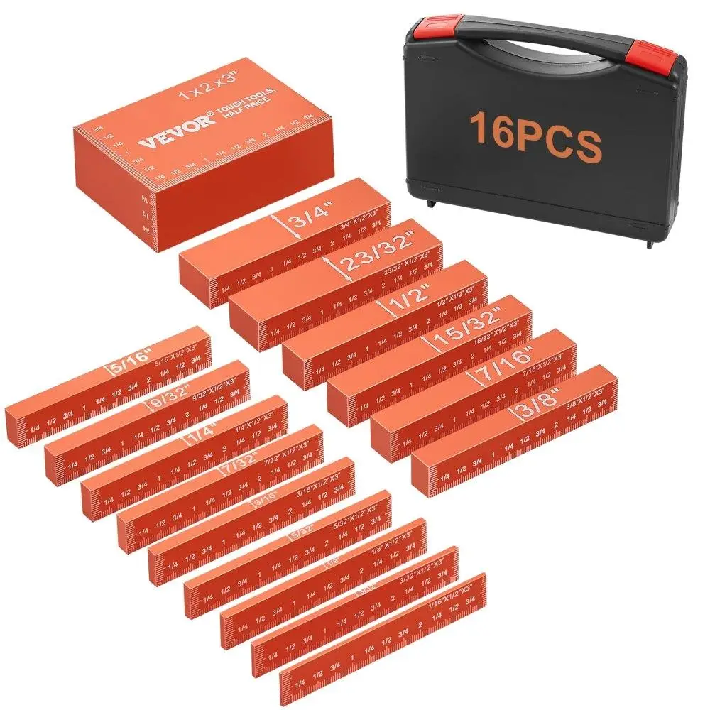 Aluminum Setup Blocks Woodworking Tools 16-Piece Precision Height Gauge Block Set Engraved Size Markings Storage Case for
Aluminum Setup Blocks Woodworking Tools 16-Piece Precision Height Gauge Block Set Engraved Size Markings Storage Case for