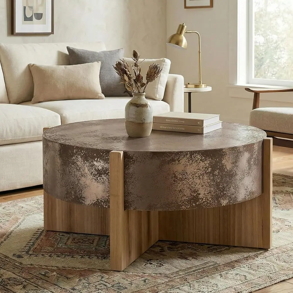 Industrial Rustic Round Coee Table 33.4’’ Vintage Center Cocktail Table with Distred Rust inish or Living Room, Easy Assembly
Industrial Rustic Round Coee Table 33.4’’ Vintage Center Cocktail Table with Distred Rust inish or Living Room, Easy Assembly