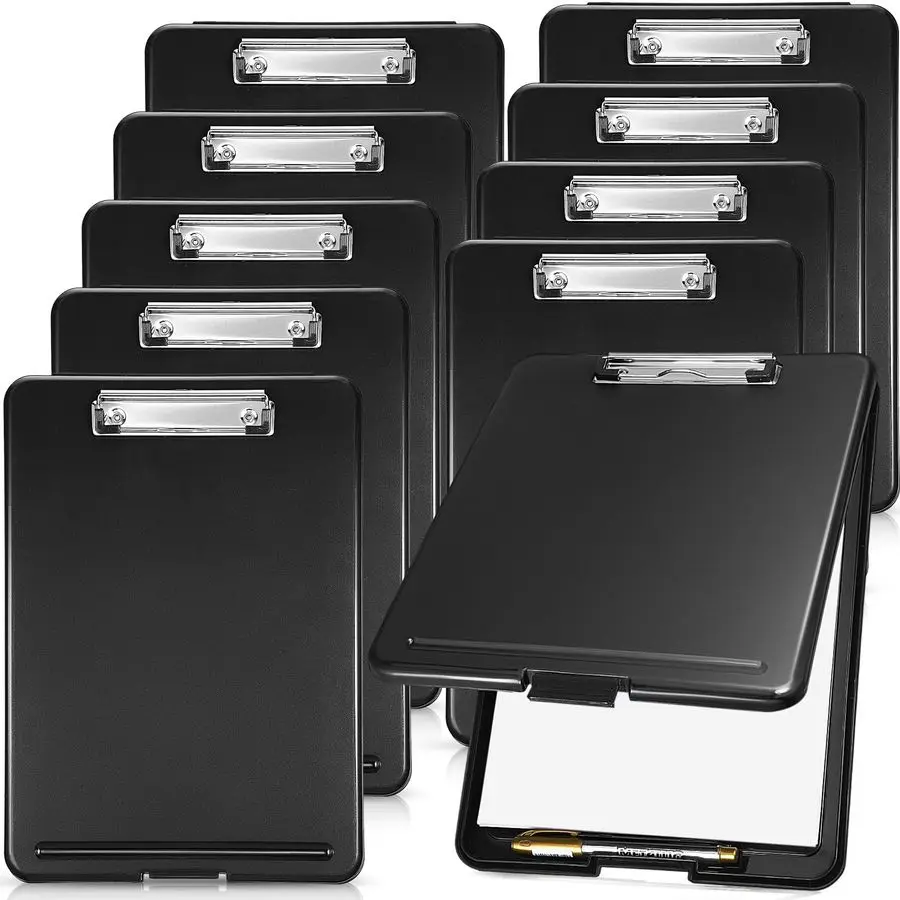10 Pcs Clipboard with Storage,9.5 x 13.5 Inch Plastic Heavy Duty Foldable Clip Board with Pen Holder Low Profile Clipboard for N
10 Pcs Clipboard with Storage,9.5 x 13.5 Inch Plastic Heavy Duty Foldable Clip Board with Pen Holder Low Profile Clipboard for N