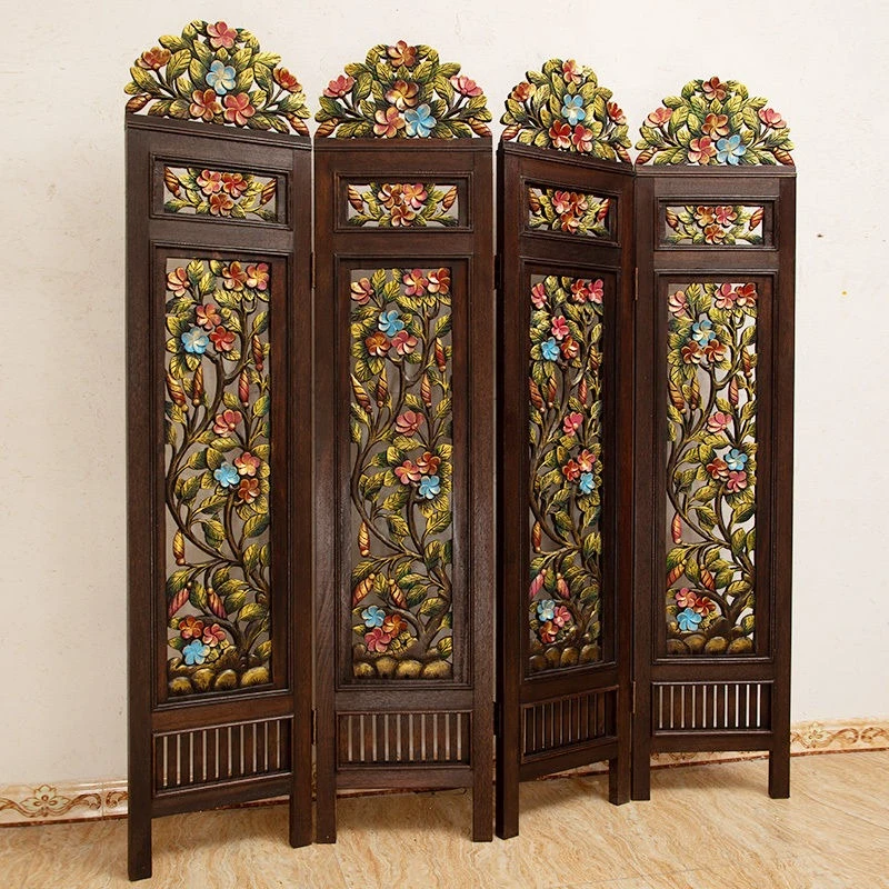 South East Asia style furniture Thai solid wood carving hollow living room porch partition beauty salon mobile folding screen
South East Asia style furniture Thai solid wood carving hollow living room porch partition beauty salon mobile folding screen