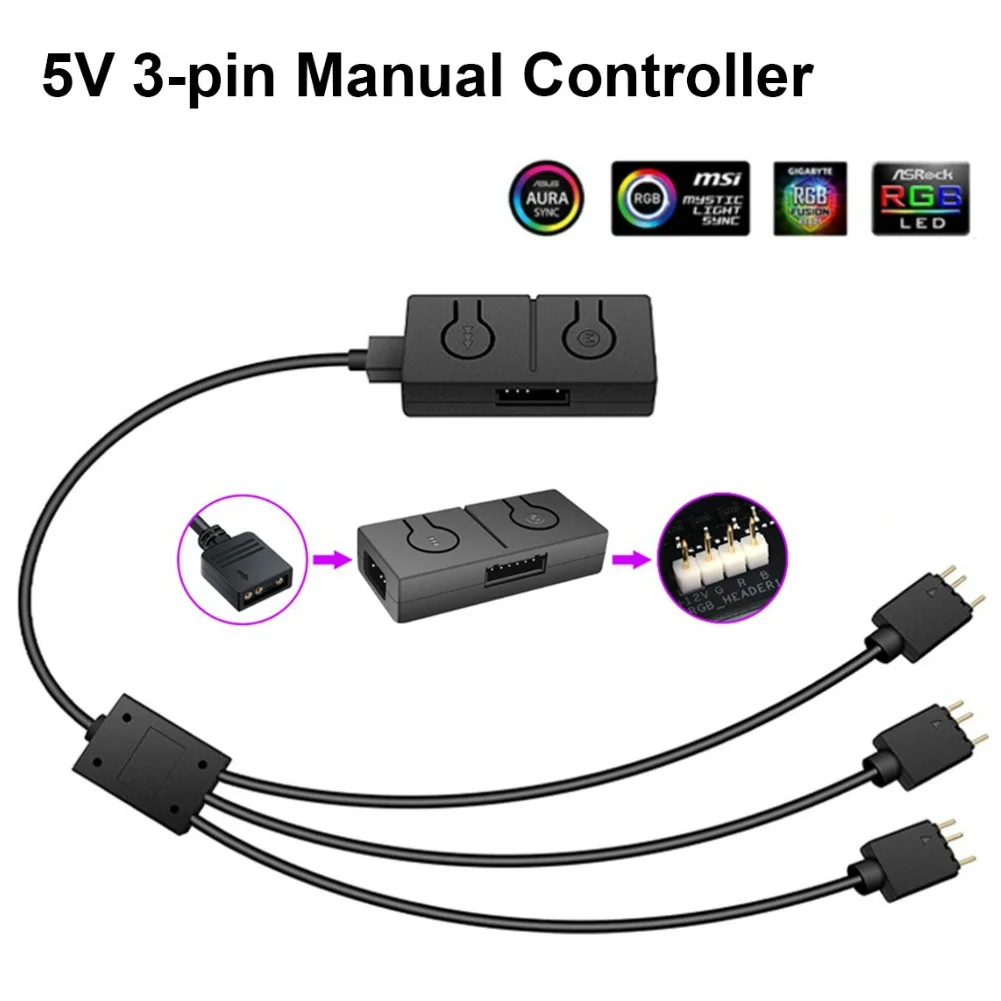 3pin To 4pin ARGB Light Fan Adapter with 3-Way Splitter 5V ARGB To 12V RGB Converter Sync with Motherboard
3pin To 4pin ARGB Light Fan Adapter with 3-Way Splitter 5V ARGB To 12V RGB Converter Sync with Motherboard