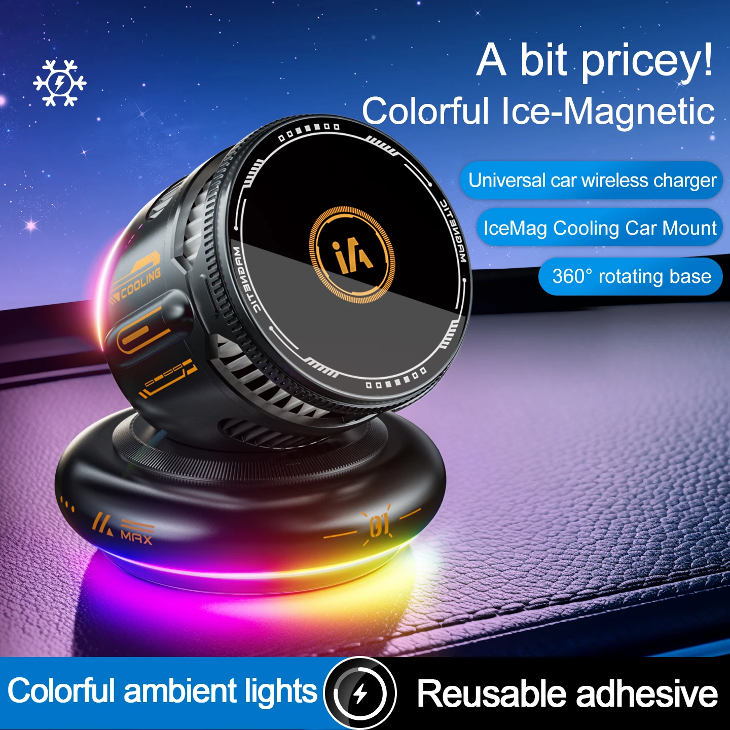 Innovation Design 15W Wireless Magnetic Car Charger Holder With Cooling Fan RGB Lights Phone Bracket Universal Navigation Mount
Innovation Design 15W Wireless Magnetic Car Charger Holder With Cooling Fan RGB Lights Phone Bracket Universal Navigation Mount