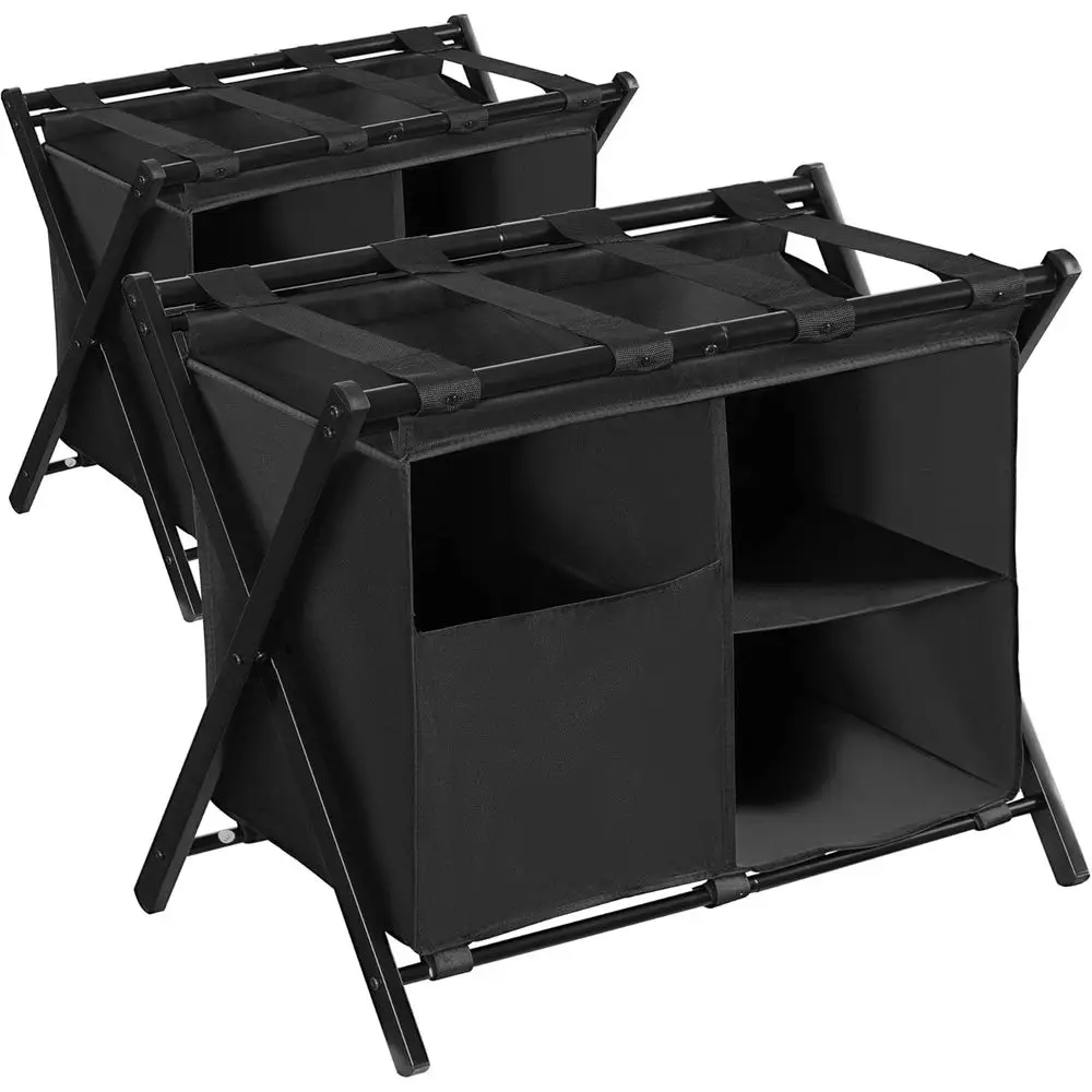 Double Steel Folding Luggage Rack with Laundry Bag and Storage Shelf, Ideal for Home and Hotels, Black
Double Steel Folding Luggage Rack with Laundry Bag and Storage Shelf, Ideal for Home and Hotels, Black