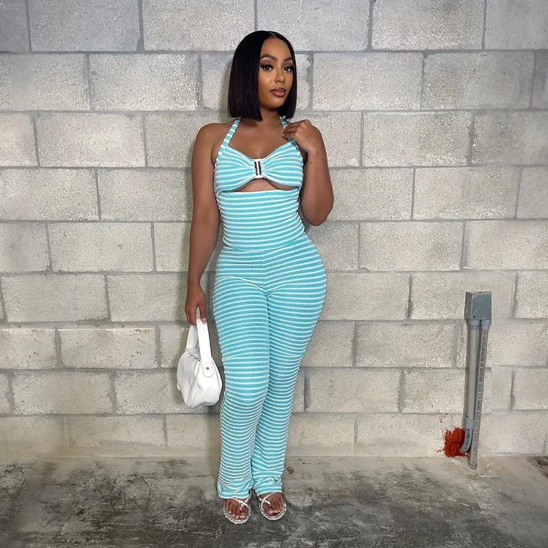 KEXU Fashion Summer Women's Set Strapless Halter Striped Top + Pants Suit 2025 Active Street Two 2 Piece Sets Outfit Tracksuit
KEXU Fashion Summer Women's Set Strapless Halter Striped Top + Pants Suit 2025 Active Street Two 2 Piece Sets Outfit Tracksuit