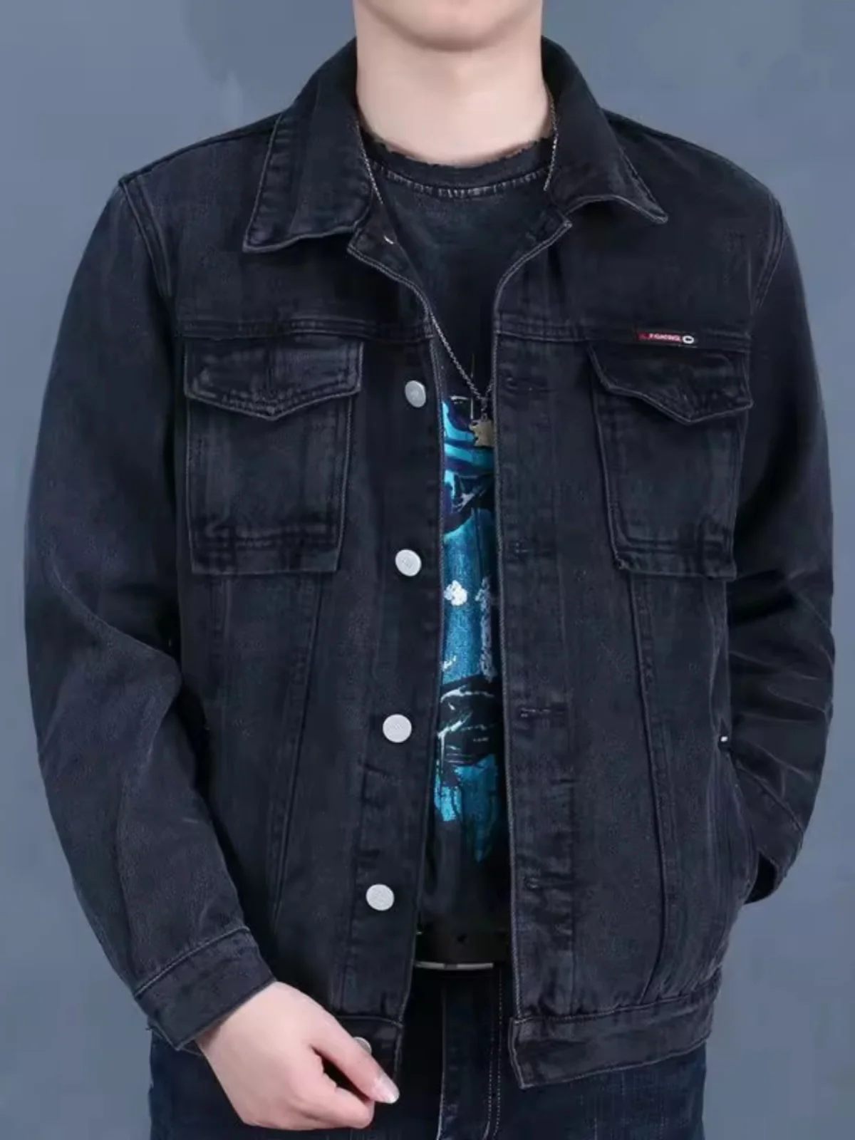 Men's Denim Jaet Spring Autumn New Sle Pure Color American Waed Collar Jaet Trendy Brand Student Autumn Clothing
Men's Denim Jaet Spring Autumn New Sle Pure Color American Waed Collar Jaet Trendy Brand Student Autumn Clothing