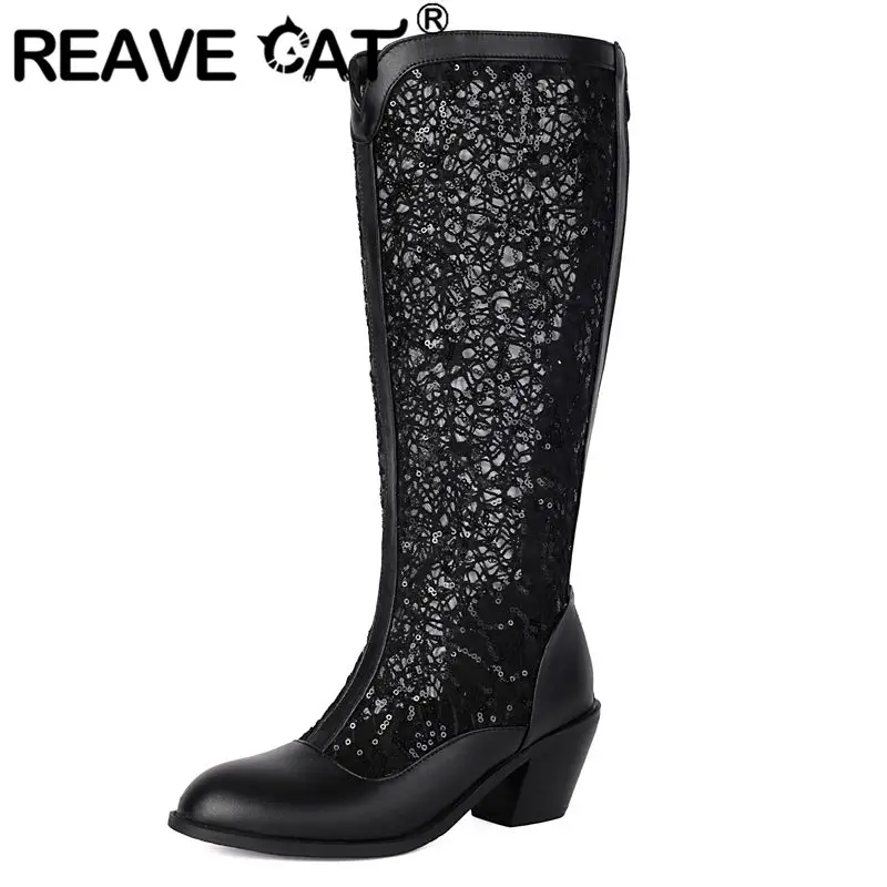 REAVE CAT 2025 Модные женские летние ботинки с круглым носком на блочном каблуке 6 см на молнии с дышащей сеткой, большой размер 46 47 Dating Knee High Bota
REAVE CAT 2025 Модные женские летние ботинки с круглым носком на блочном каблуке 6 см на молнии с дышащей сеткой, большой размер 46 47 Dating Knee High Bota