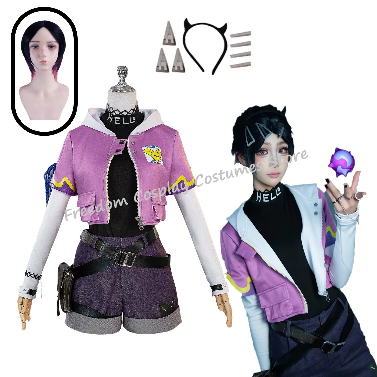 Game Valorant Clove Cosplay Costume wig High Quality Purple Jacket Full Set Uniform immortal Outfit for Woman Halloween
Game Valorant Clove Cosplay Costume wig High Quality Purple Jacket Full Set Uniform immortal Outfit for Woman Halloween