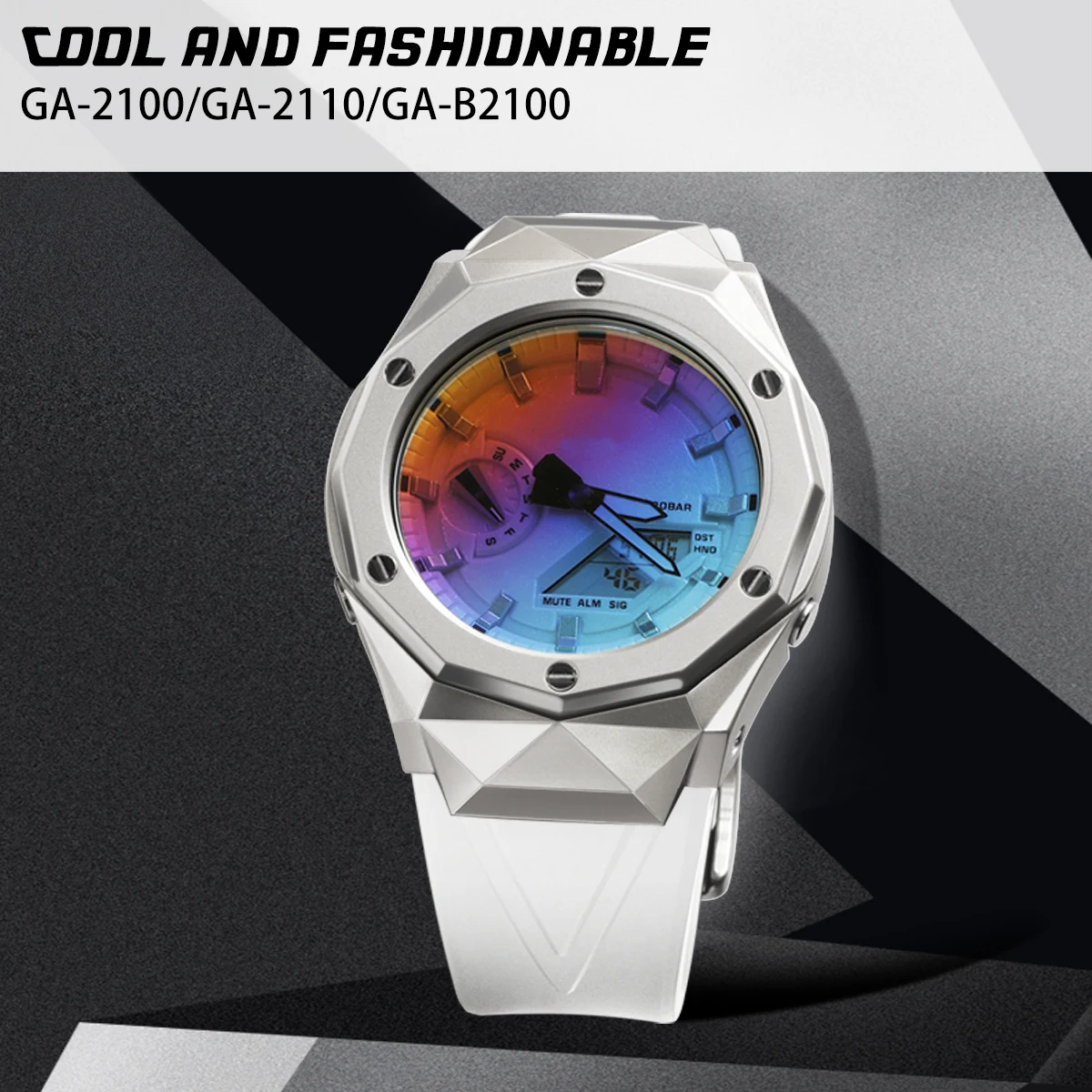 Stainless steel case rubber strap watch modification accessory compatible with GA-2100 GA-B2100 GA-2110 model.
Stainless steel case rubber strap watch modification accessory compatible with GA-2100 GA-B2100 GA-2110 model.