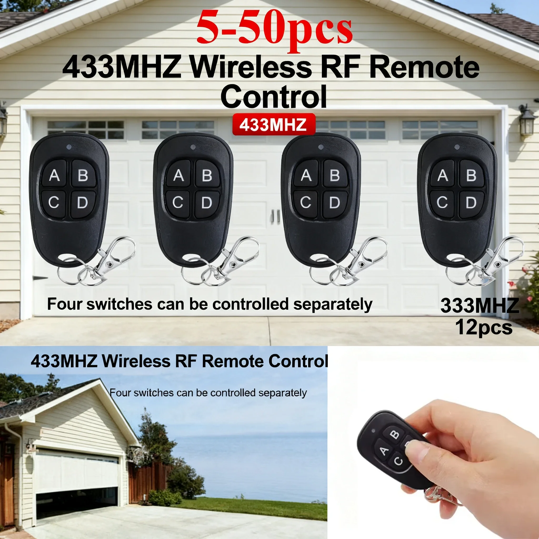 1/50PCS Universal 433MHZ Remote Control Garage Gate Door Opener Control Duplicator Clone Cloning Code Car Key Fixed Garage Gate
1/50PCS Universal 433MHZ Remote Control Garage Gate Door Opener Control Duplicator Clone Cloning Code Car Key Fixed Garage Gate