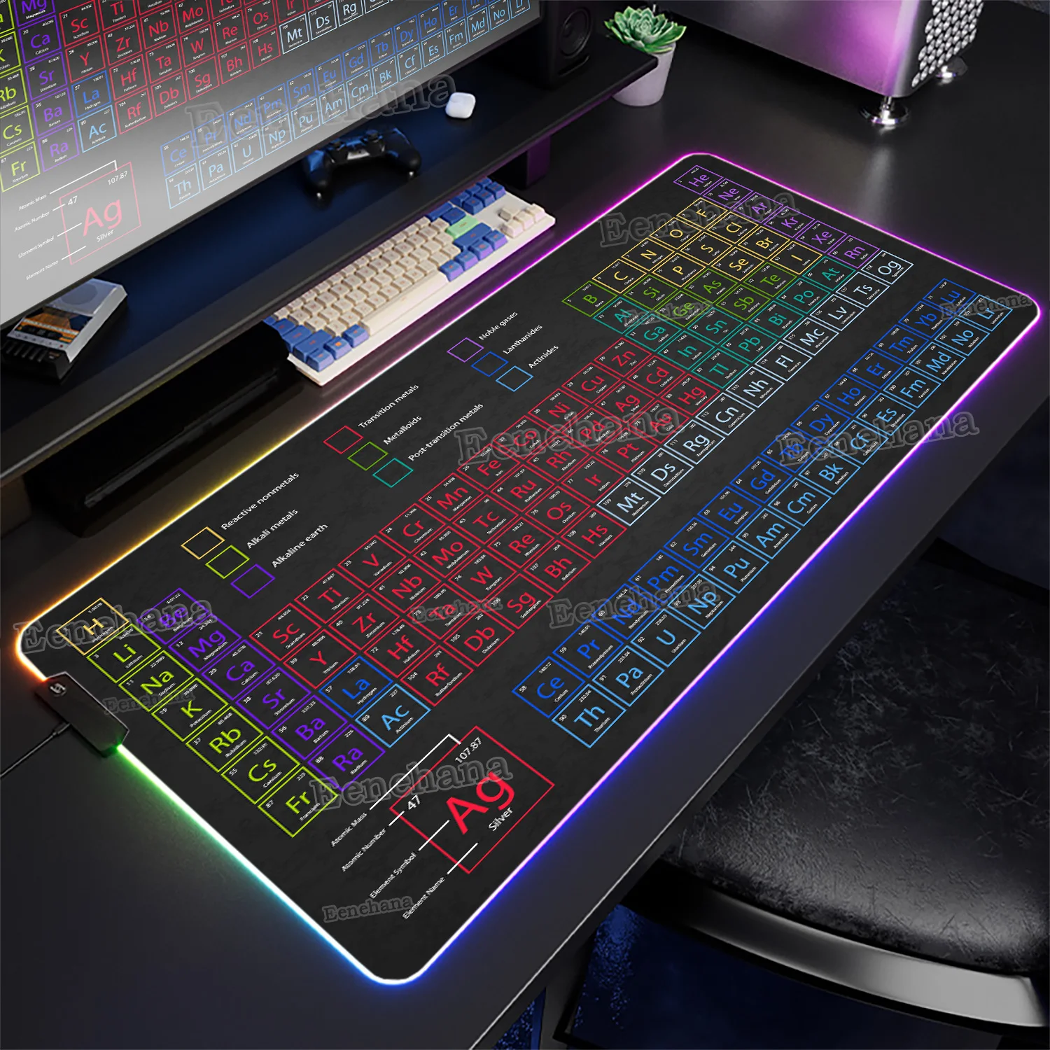 RGB Mouse Pad Periodic Table of Elements Gaming XXL Carpet Keyboard Mat LED Deskmat Rubber Non-slip Backlight Tabletop Rug 80X30
RGB Mouse Pad Periodic Table of Elements Gaming XXL Carpet Keyboard Mat LED Deskmat Rubber Non-slip Backlight Tabletop Rug 80X30