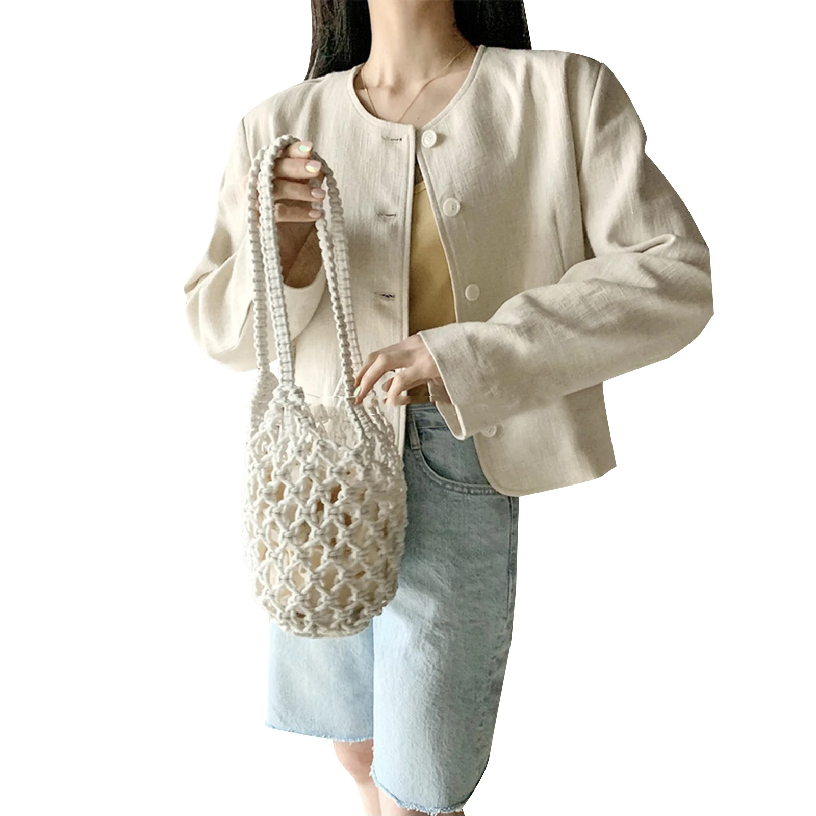 Lightweight Hollow Fishnet Beach Bucket Handbag with Inner Drawstring Bag Women Woven Shoulder Bag Summer Beach Shoulder Handbag
Lightweight Hollow Fishnet Beach Bucket Handbag with Inner Drawstring Bag Women Woven Shoulder Bag Summer Beach Shoulder Handbag