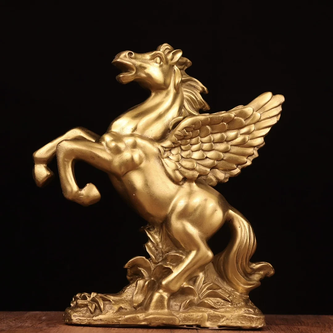 8"Tibetan Temple Collection Old Brass Heavenly Horse Pegasus Statue Prancing Horse Tengyun Gather fortune Ornament Town house
8"Tibetan Temple Collection Old Brass Heavenly Horse Pegasus Statue Prancing Horse Tengyun Gather fortune Ornament Town house