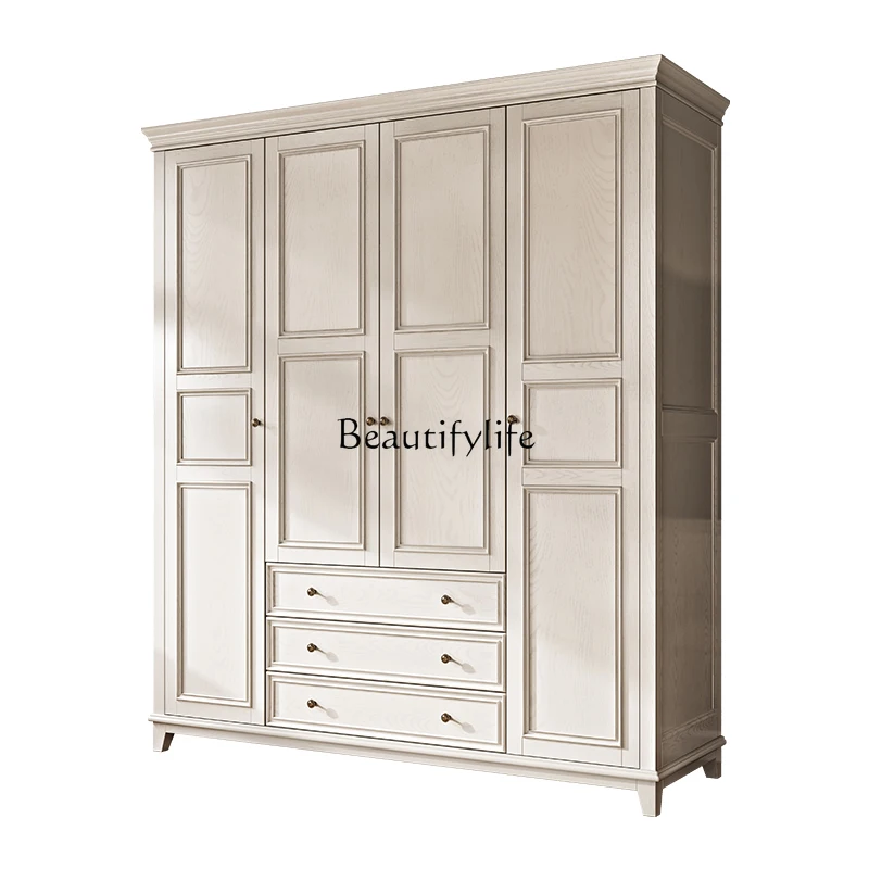 American-style Solid Wood Wardrobe Ash Wood Modern Minimalist Sliding Door White European-style
American-style Solid Wood Wardrobe Ash Wood Modern Minimalist Sliding Door White European-style