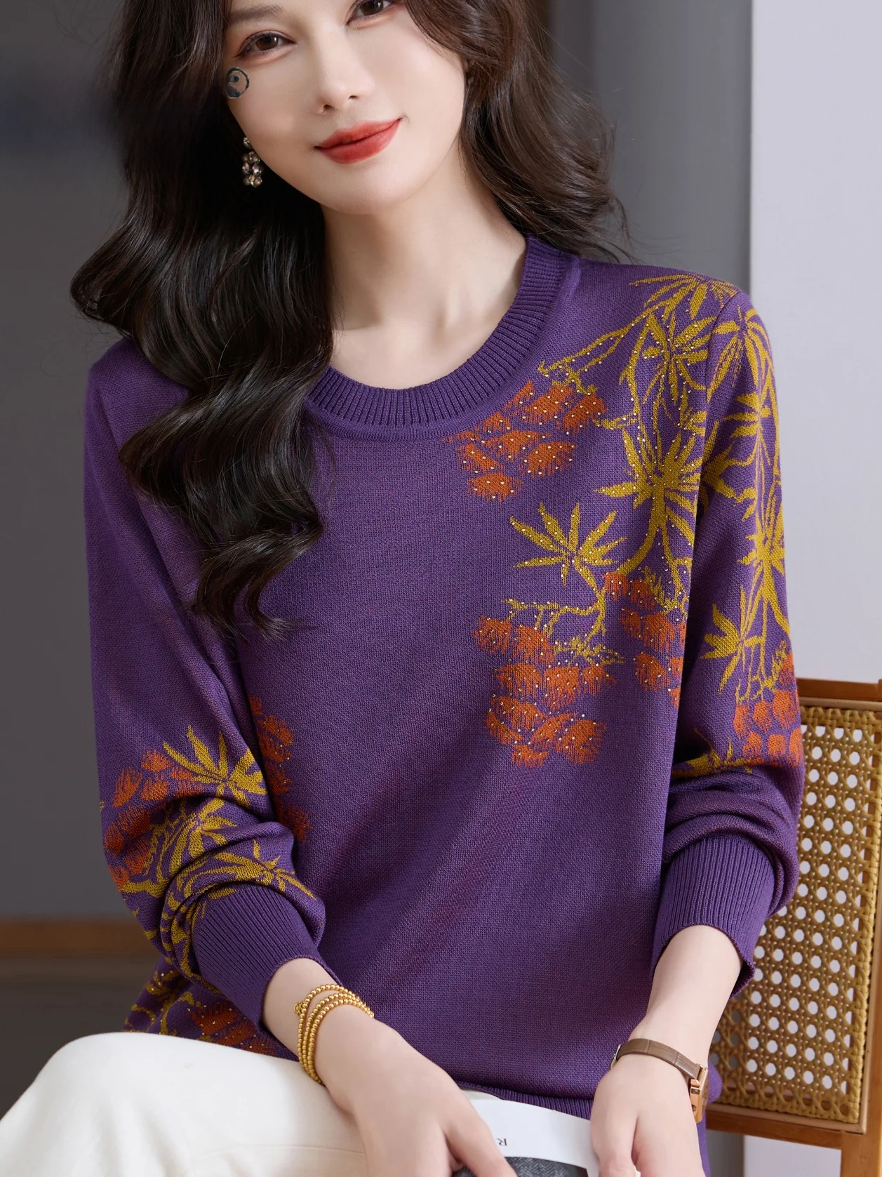Spring Fashionable Printed Knitwear round Neck Loose Women's T-shirt Easy Clean Breathable Comfortable Maturing Slowly Top
Spring Fashionable Printed Knitwear round Neck Loose Women's T-shirt Easy Clean Breathable Comfortable Maturing Slowly Top