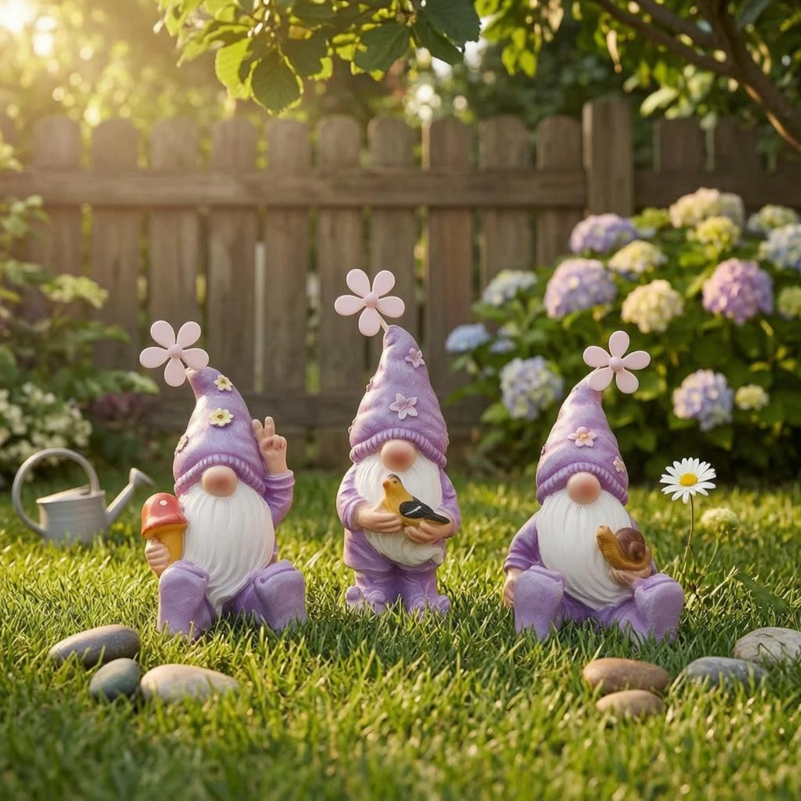 3 Pieces Violet Hat Gnome Painted Seated Gnome Figurine Whimsical Garden Gnomes Decorative Floral Details
3 Pieces Violet Hat Gnome Painted Seated Gnome Figurine Whimsical Garden Gnomes Decorative Floral Details
