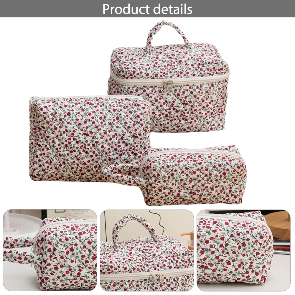 3Pcs Floral Travel Makeup Pouch Cotton Quilted Cosmetic Organizer Case Large Capacity Skincare Bag with Zipper for Women Girls
3Pcs Floral Travel Makeup Pouch Cotton Quilted Cosmetic Organizer Case Large Capacity Skincare Bag with Zipper for Women Girls