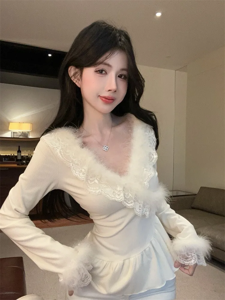 Elegant Sweet Fleece Lined Pure Desire Style Women's Top with Ruffle Trim Splicing Design Commute Style Pear Shape Fit
Elegant Sweet Fleece Lined Pure Desire Style Women's Top with Ruffle Trim Splicing Design Commute Style Pear Shape Fit