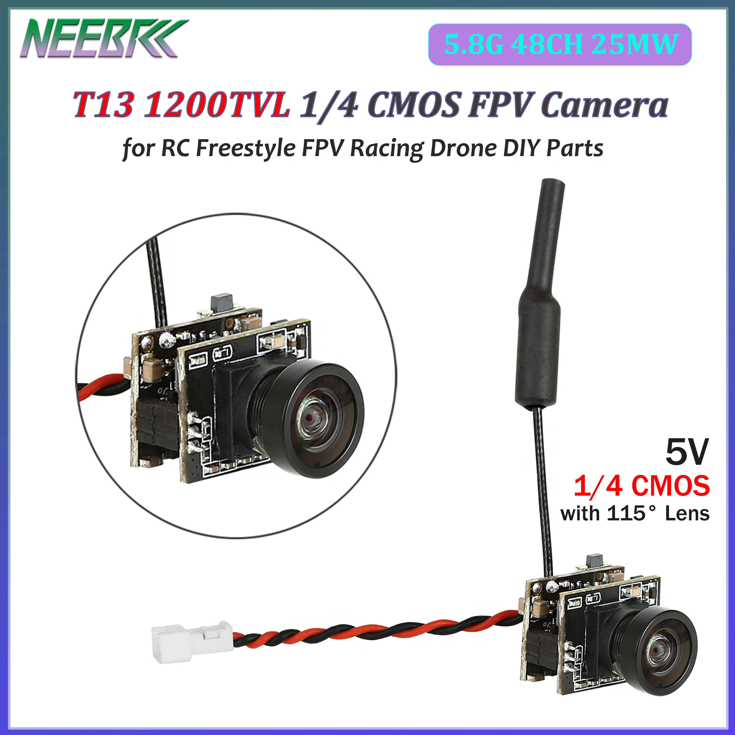 T13 5.8G VTX&Camera 48CH 25MW Image Transmission with 1/4 CMOS 1200TVL FPV Canmera PAL/NTSC Switchable for RC FPV Racing Drone
T13 5.8G VTX&Camera 48CH 25MW Image Transmission with 1/4 CMOS 1200TVL FPV Canmera PAL/NTSC Switchable for RC FPV Racing Drone