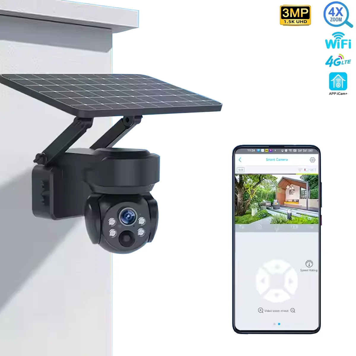 Solar-Powered PTZ Camera: 3MP 4X Zoom, Human Detection, 128GB Support, -30°C~50°C, 4G/WiFi, Farm/Construction Use
Solar-Powered PTZ Camera: 3MP 4X Zoom, Human Detection, 128GB Support, -30°C~50°C, 4G/WiFi, Farm/Construction Use