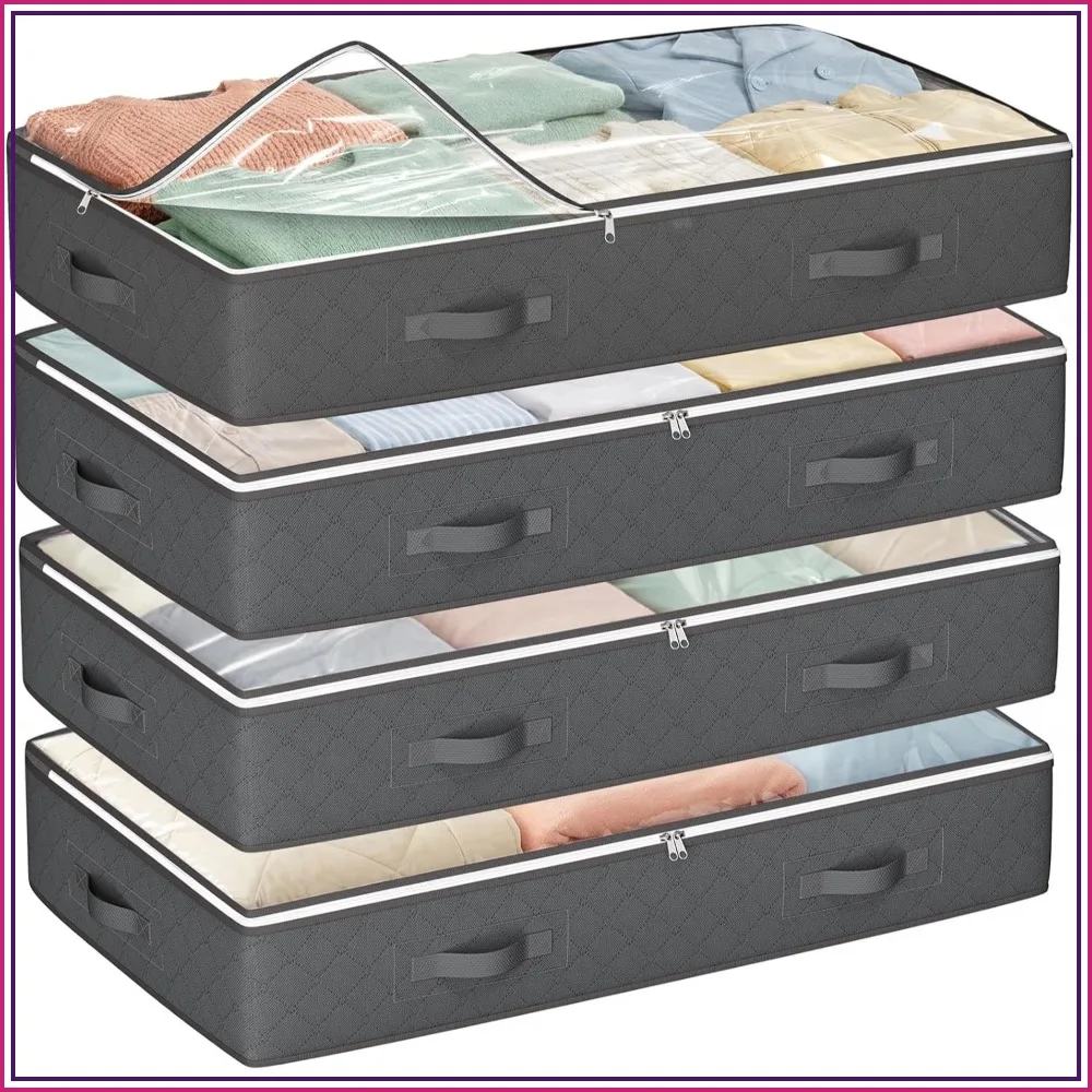 60L Under Bed Storage Containers with Clear Lids, Foldable Closet Organizers for Clothes, Blankets, Shoes, Bed Sheets, Comforter
60L Under Bed Storage Containers with Clear Lids, Foldable Closet Organizers for Clothes, Blankets, Shoes, Bed Sheets, Comforter