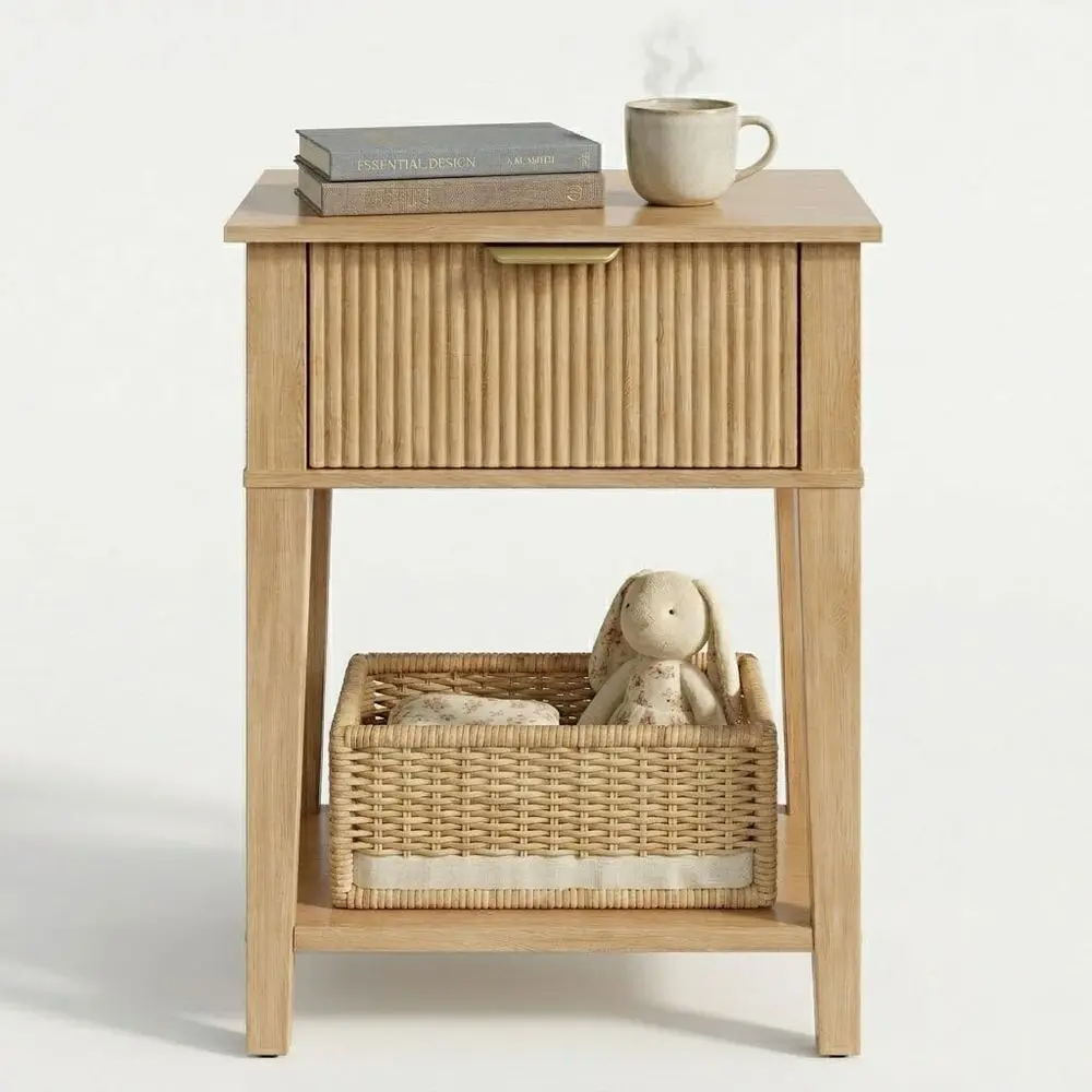 Fluted Small Wood Nightstand, 11.8 Deep x 15.4 Narrow Bedside Table with Drawer amp Open Shelf, Boho Scandinavian Accent End Ta
Fluted Small Wood Nightstand, 11.8 Deep x 15.4 Narrow Bedside Table with Drawer amp Open Shelf, Boho Scandinavian Accent End Ta