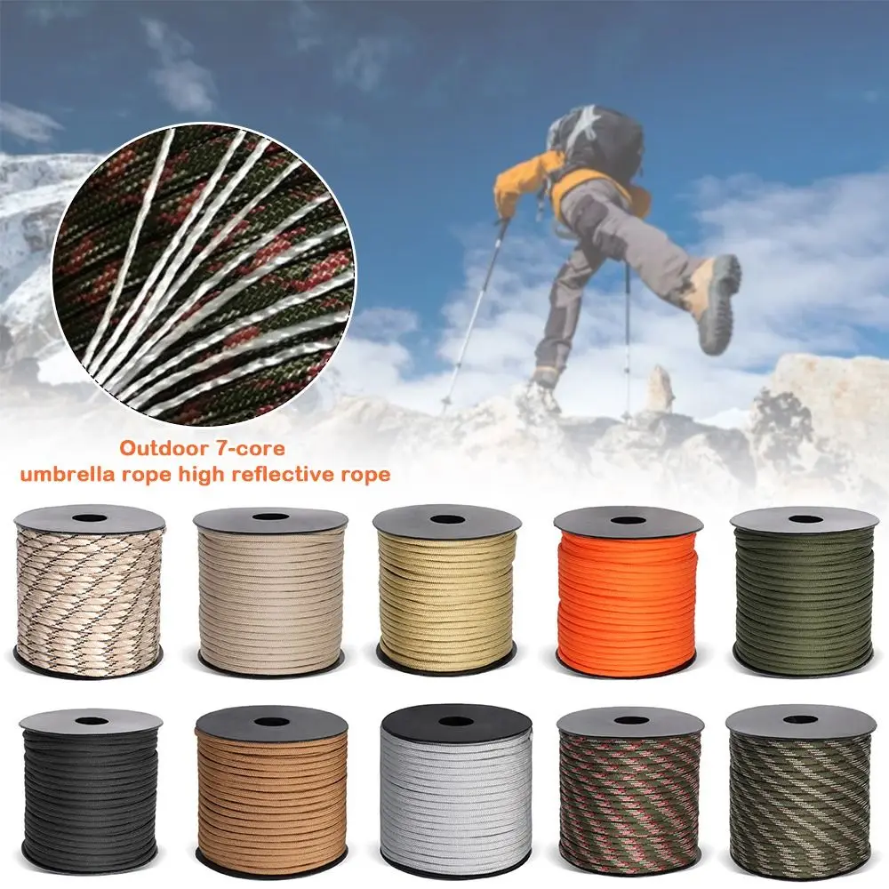 New 50m Reflective Rope Polyester Multifunctional Parachute Cord Lanyard 4 mm 9 inner strands Rescue Rope Outdoor
New 50m Reflective Rope Polyester Multifunctional Parachute Cord Lanyard 4 mm 9 inner strands Rescue Rope Outdoor