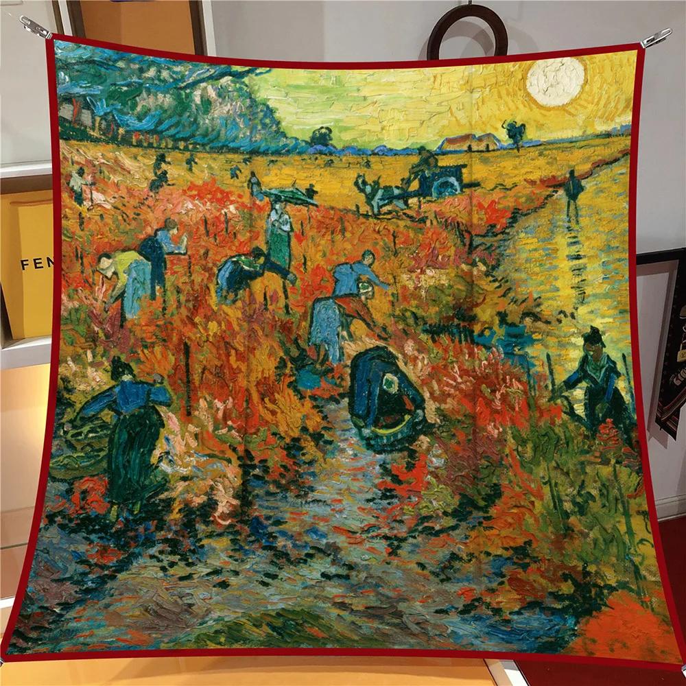 New 90cm Versatile Bohemian Style Polyester Fiber Square Scarf Decorative Wrap Shawl Red Vineyard Van Gogh Oil Painting Ties
New 90cm Versatile Bohemian Style Polyester Fiber Square Scarf Decorative Wrap Shawl Red Vineyard Van Gogh Oil Painting Ties