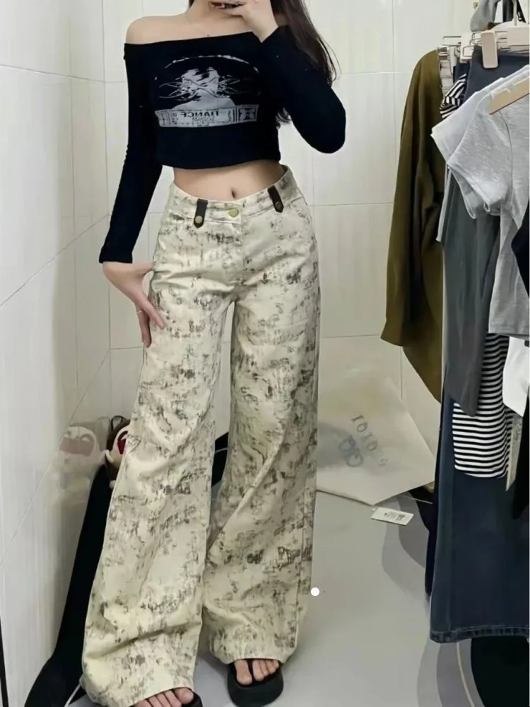 Американские широкие джинсы High Street Tie Dye, женские зимние новые свободные утягивающие длинные брюки с высокой талией, повседневные джинсовые брюки
Американские широкие джинсы High Street Tie Dye, женские зимние новые свободные утягивающие длинные брюки с высокой талией, повседневные джинсовые брюки