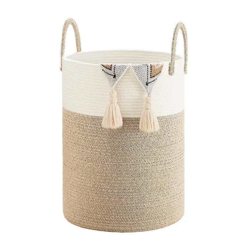 Woven Cotton Rope Laundry Basket, For Decorative Storage Of , Blankets And Dirty Clothes In Room, Laundry Hamper
Woven Cotton Rope Laundry Basket, For Decorative Storage Of , Blankets And Dirty Clothes In Room, Laundry Hamper