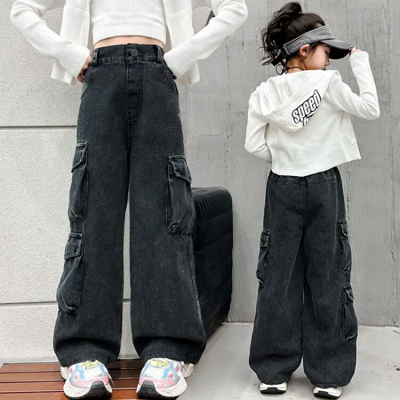 Spring Autumn Loose Fit Pocket Denim Trousers Age 5 To 14Y Kids Children Casual Baggy Black Cargo Jeans Pants for Boys Girls
Spring Autumn Loose Fit Pocket Denim Trousers Age 5 To 14Y Kids Children Casual Baggy Black Cargo Jeans Pants for Boys Girls