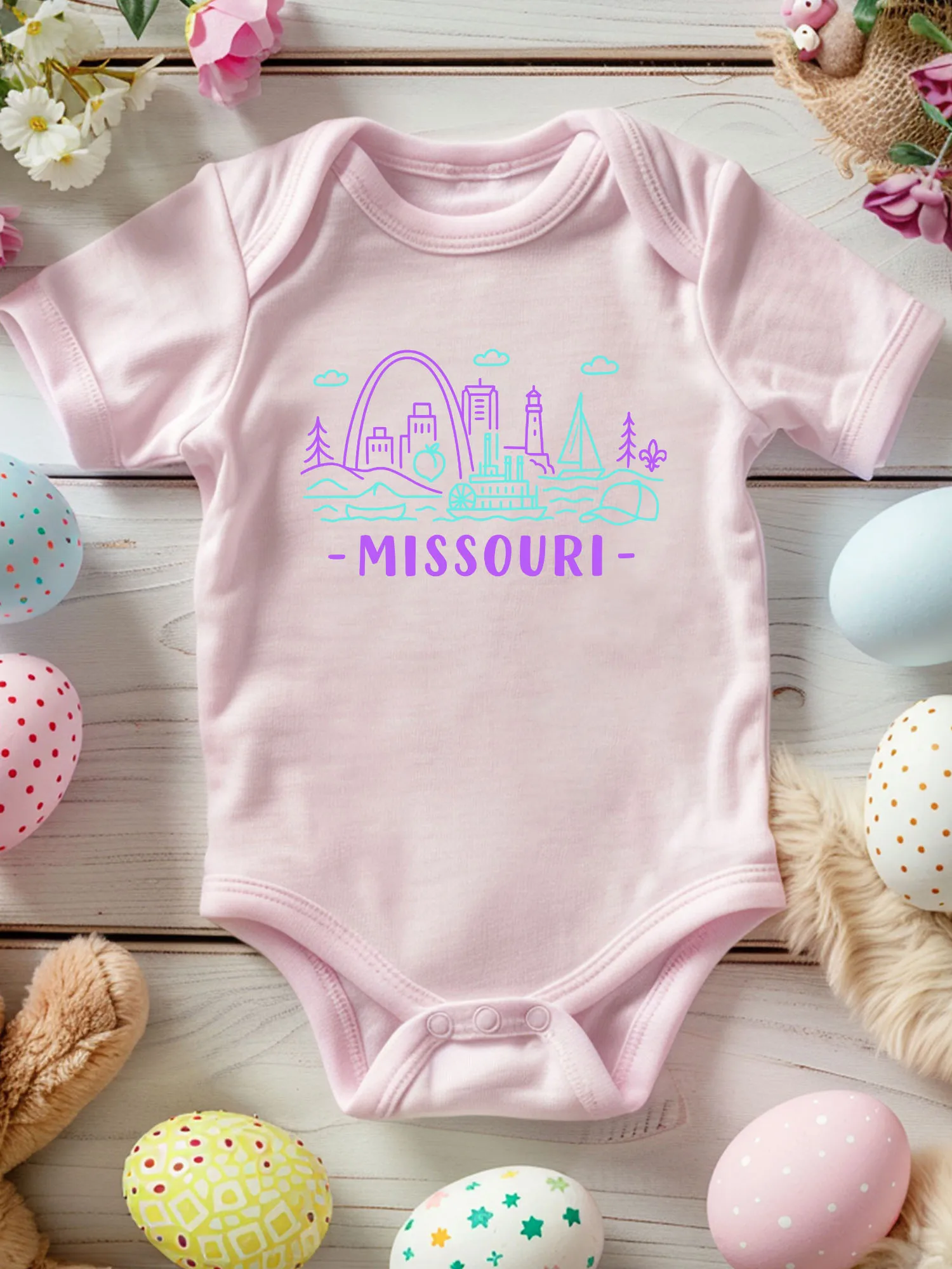 Line Art Missouri Unisex Baby Crawling Suit, 100% Cotton Soft Onesie, All-Season Wear Pink Bodysuit 190GSM
Line Art Missouri Unisex Baby Crawling Suit, 100% Cotton Soft Onesie, All-Season Wear Pink Bodysuit 190GSM