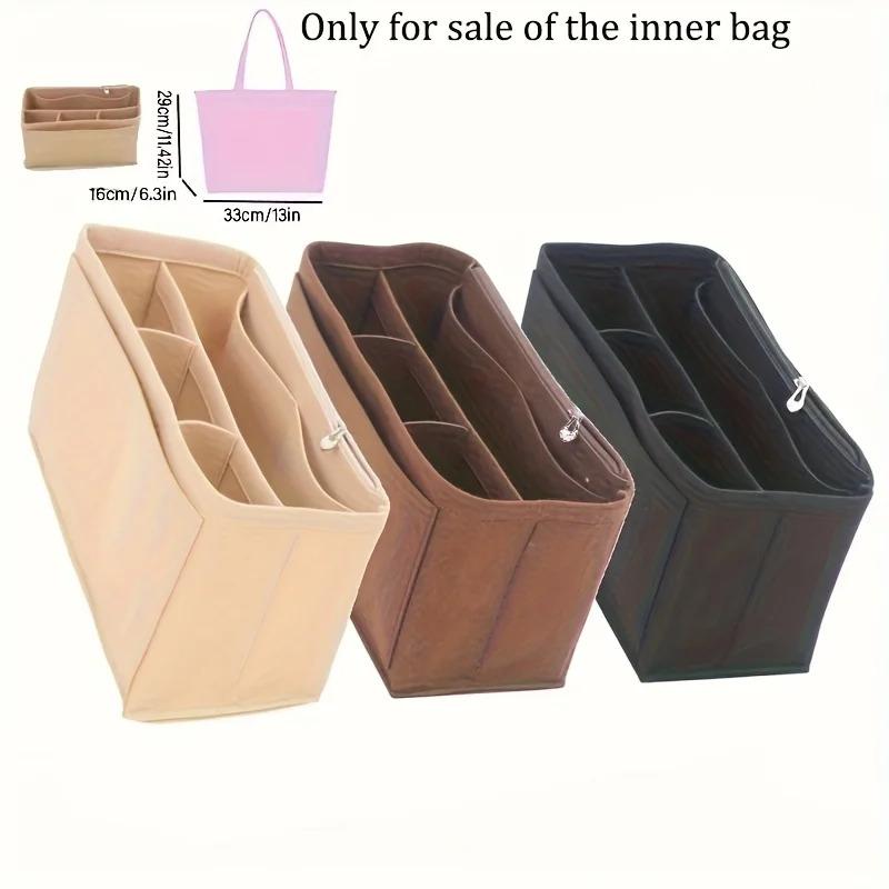 1pcs Beige Felt Handbag Organizer Insert with Zipper Top and Divided Compartments
1pcs Beige Felt Handbag Organizer Insert with Zipper Top and Divided Compartments